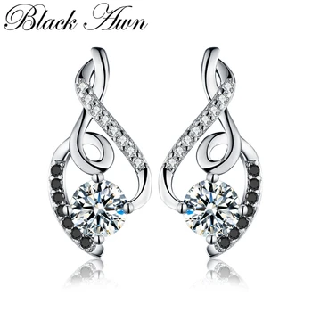 

Genuine 925 Sterling Silver Female Earring Fine Jewelry Vintage Wedding Stud Earrings For Women T006