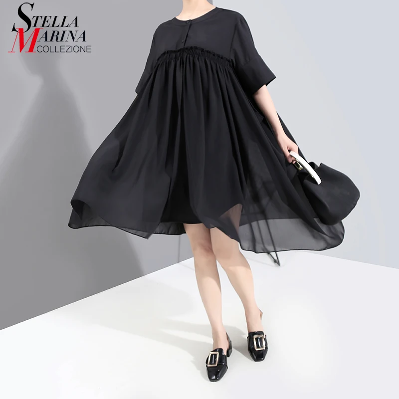 black chiffon dress midi