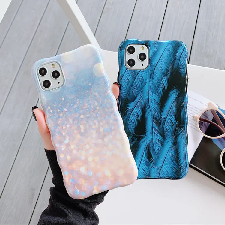 Mobile Phone Shell Drop-Resistant Protective Case for iPhone 11 XRS Pro Max 876plus Scase Blue Feather Bright Starry Female |