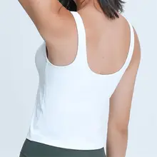 

Nepoagym MARIA Women Longline Workout Crop Tank Top with Padded Bra Comfortable Snug Fit Sleeveless Yoga Shirt