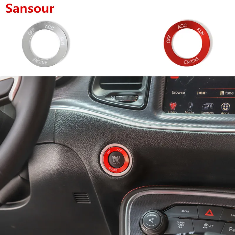 

Sansour Aluminum Alloy Ignition Key Ring Switch Cover Interior Accessories For Dodge Challenger 2015+