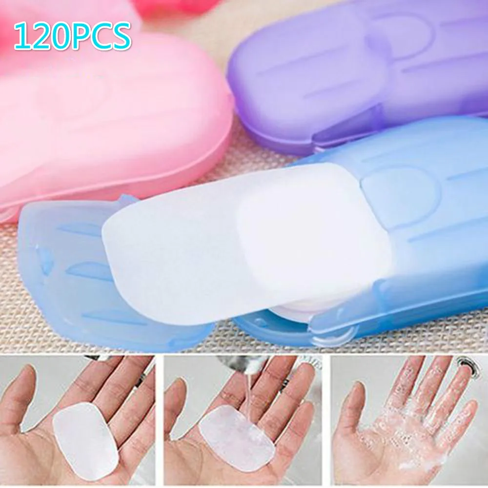 

20 40 60 120PC/Box Travel Hand-washing Soap Paper Multifunctional Aroma Sliced Cleaning Disposable Boxed Mini