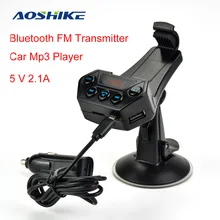 AOSHIKE Car Style Bluetooth FM Transmitter with Smart Phone Stand Mp3 Player 5 V 2.1A USB Car Charger Calling Handsfree kit