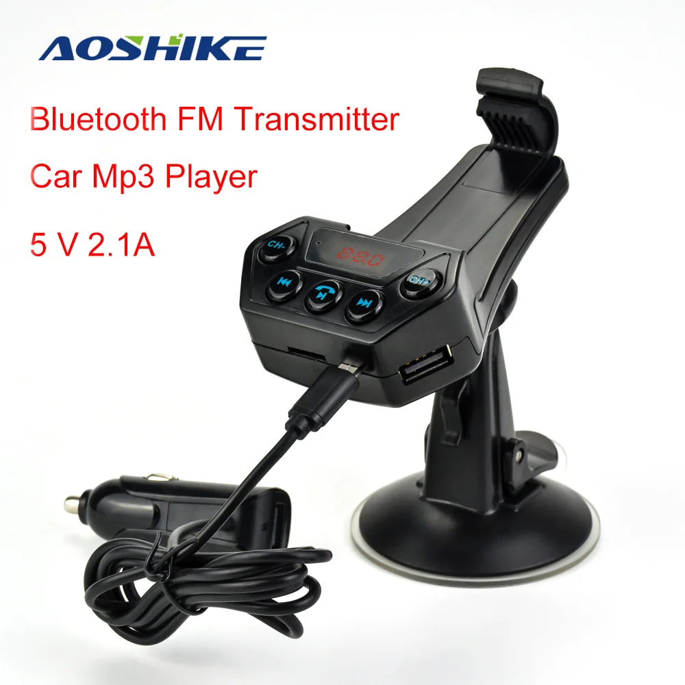 Автомобильный Bluetooth FM передатчик AOSHIKE с подставкой для смартфона mp3 плеер 5 В 2 1 А