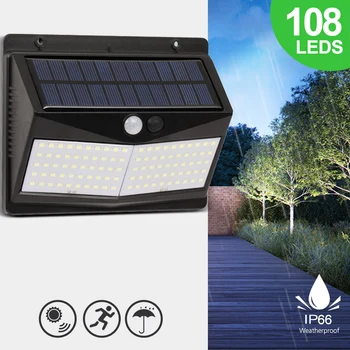 

108LEDs Solar Lights Outdoor 3 Modes Motion Sensor Wide Angle Waterproof Lighting