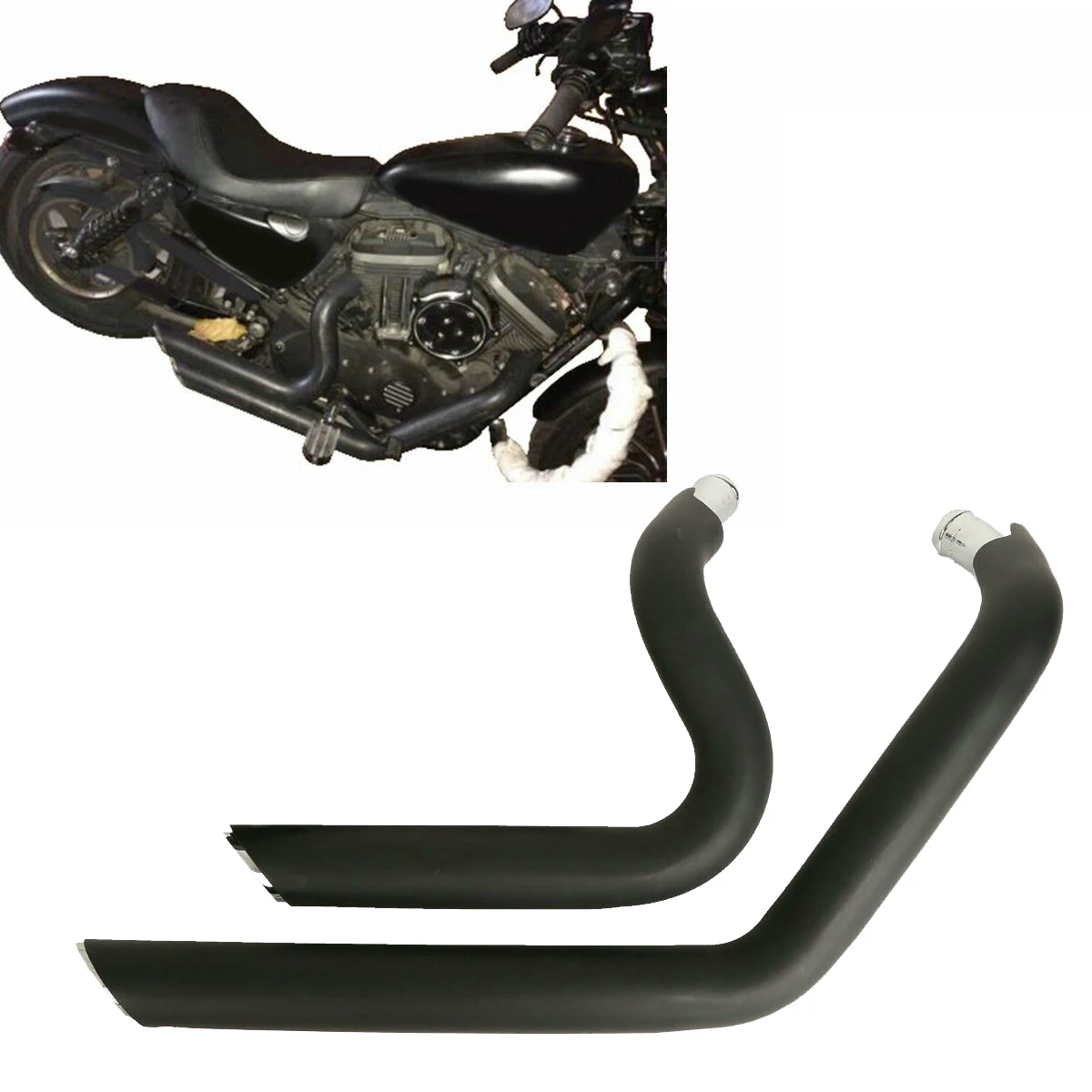 Motorcycle Heat Shield Staggered Short Shots Exhaust Drag Pipes For Harley  Sportster XL 883 1200 2004-2013 2014-2020