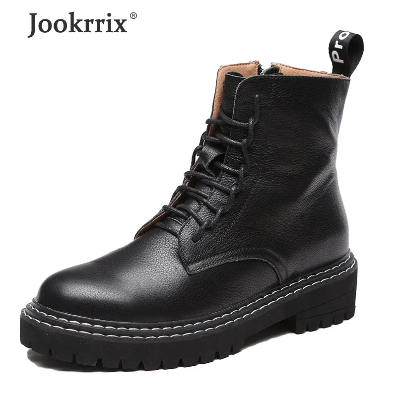 Jookrrix/; женские модные черные ботильоны; брендовые Ботинки martin; женская обувь из натуральной кожи; зимняя обувь