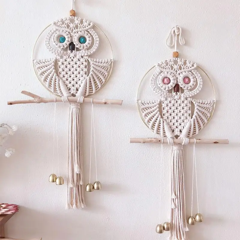 

Hand-woven Macrame Wall Hanging Wind Chimes Tapestry Nordic Home Wall Decoration Sugar Skull Boho Decor