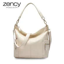 Zency модная женская сумка через плечо из натуральной кожи, черная Повседневная Сумка-тоут, Очаровательная Женская сумка через плечо