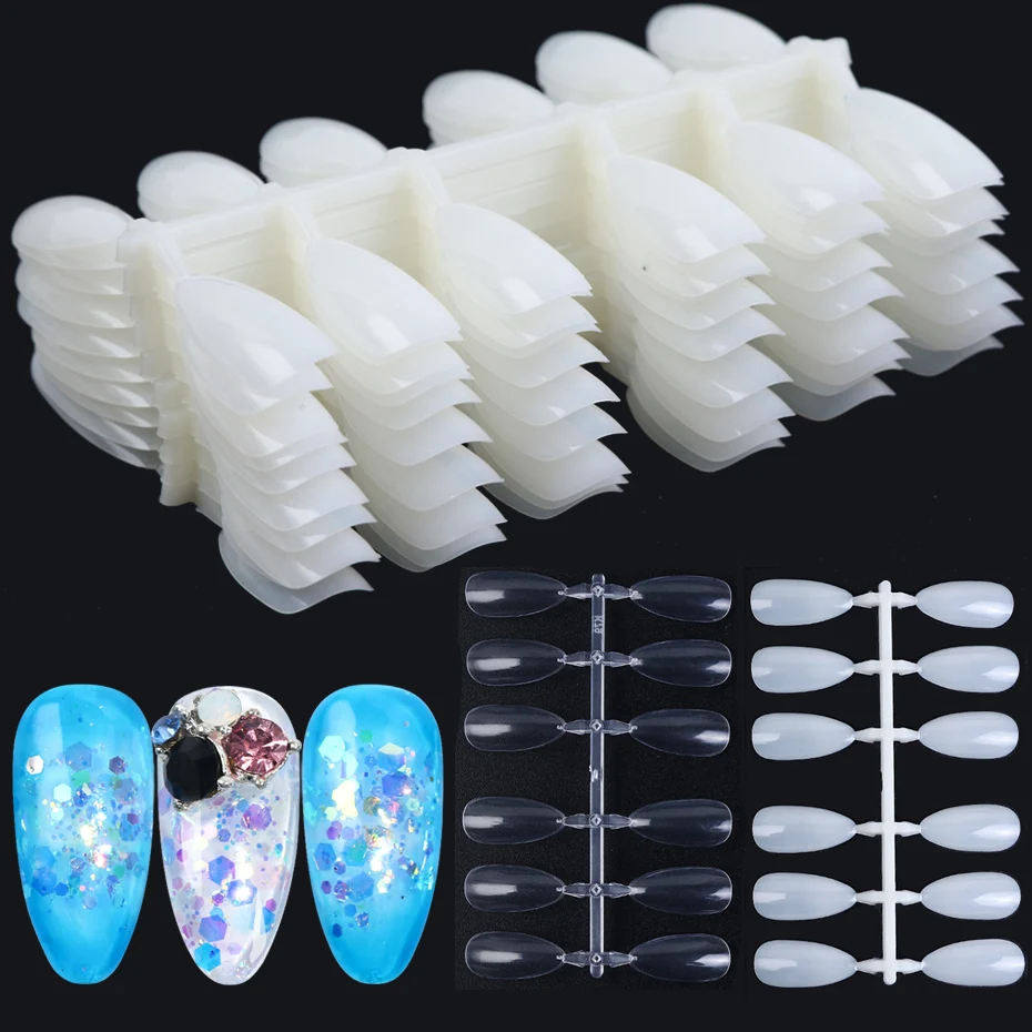 120pcs Oval False Nail Tips Fake Nails Polish Display Practice Colors Palette Round Natural Clear Acrylic Manicure Tools TR1030 | Красота и