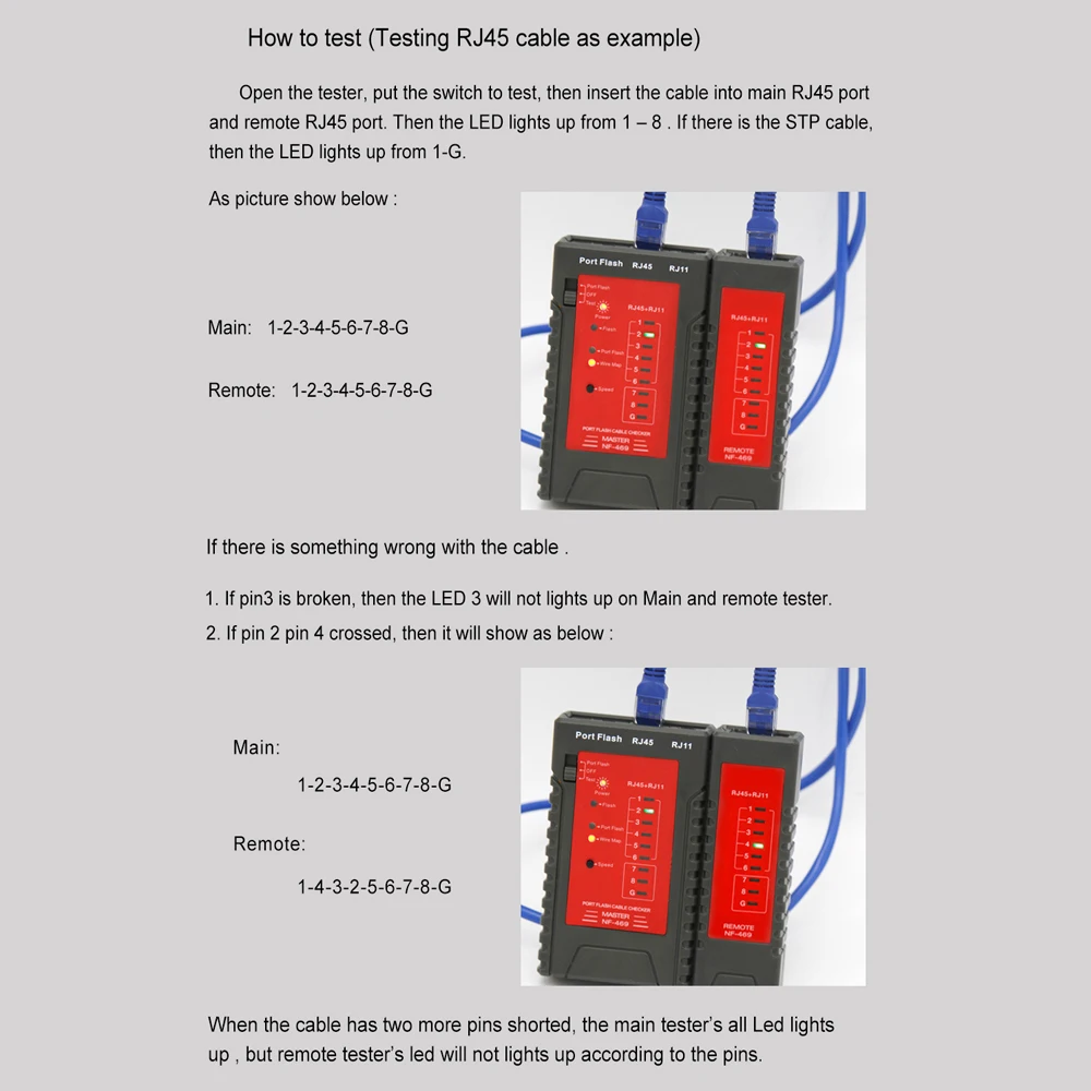 NF-469 тестер сетевого кабеля RJ45 RJ11 тестер для кабеля Ethernet LAN стационарный телефонный провод инструмент тестирования