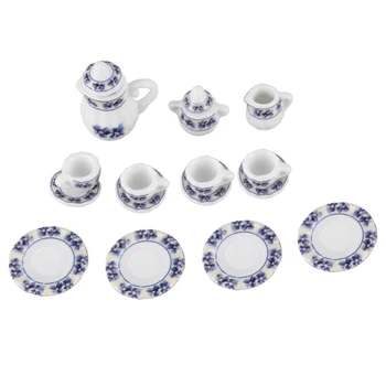 

Lot of 15PCS Porcelain Dollhouse Miniature Coffee Tea Cup Set