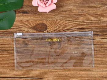 

300pcs/lot 24cmx12cm PVC Transparent Zip Lock Envelope Binder Pocket pencil bag plastic waterproof underwear bag
