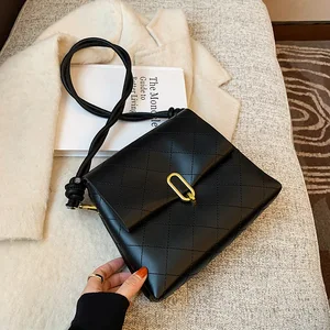 2021 high quality nylon rhombus underarm bag ladies fashion embroidery thread one shoulder handbag casual simple moon wallet