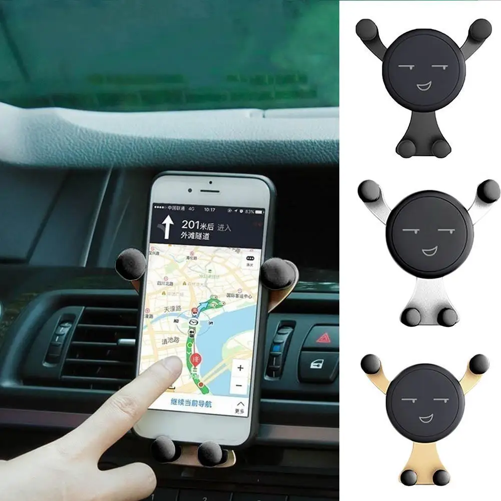 La gravedad Smartphone soporte de teléfono móvil para coche sonrisa cara Snap-Tipo de teléfonos GPS soporte Universal montaje en salida de aire de coche titular