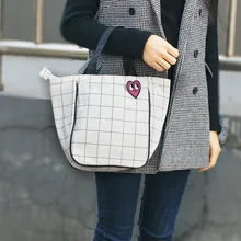 Весенне-летние модные холщовые с застежкой-молнией в клетку, в полоску, ручная сумка для компьютера, Bento Box, сумка напрямую от производителя