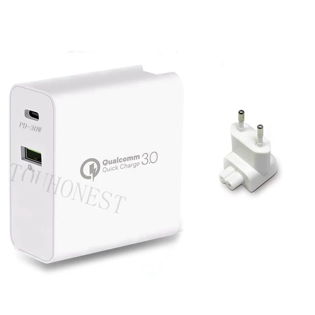 Европейский Союз (ЕС) PD 30 Вт Зарядное устройство для iPhone 11 samsung huawei Tablet QC 3,0 быстрое настенное зарядное устройство США, ЕС, Великобритании переходник мульти Тип C USB быстрое зарядное устройство - Тип штекера: Европейский Союз (ЕС)