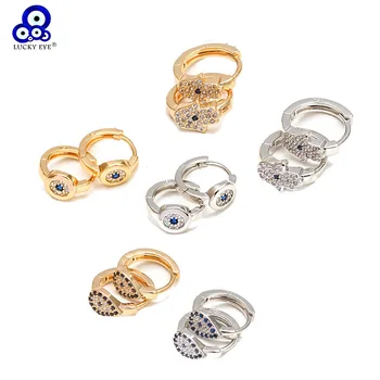 

Lucky Eye Micro Pave Turkish Evil Eye Earrings Gold Silver Color Copper Small Hoop Earrings Gifts for Women Girls Jewelry BD195