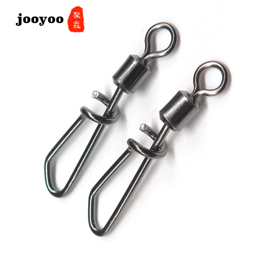 

jooyoo 10PCS Fishing Rolling Swivels Connector with T shape Snap 2#-10# For Fishhook Lure Tackle Carp Fishing Accessories