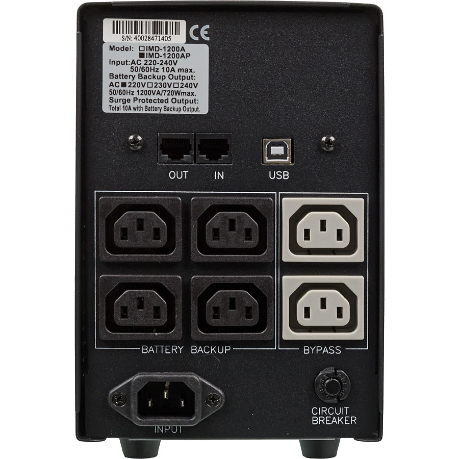 Источник бесперебойного питания Powercom Imperial IMD-1200AP 720Вт 1200ВА черный