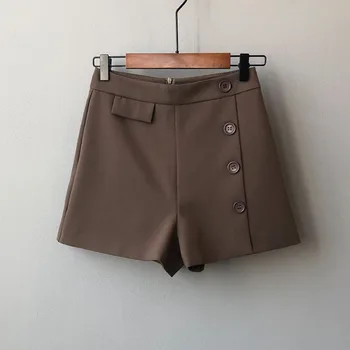 

Summer Korean Style Chic Office Ladies High Waist Suit Shorts Button Slim Women Thin Casual Solid Black White Wide Leg Shorts