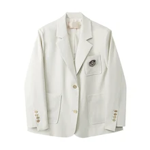 

Women Spring Autumn Jk Preppy Style Korean Loose Blazers Female Long Sleeves Buttons Suit Coat Office Lady Elegant Fashion Tops