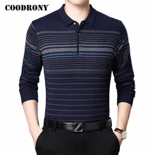 COODRONY Striped Sweater Men Business Casual Turn-down Collar Pull Homme Spring Autumn Knitwear Pullover Shirt Men Clothes C1085