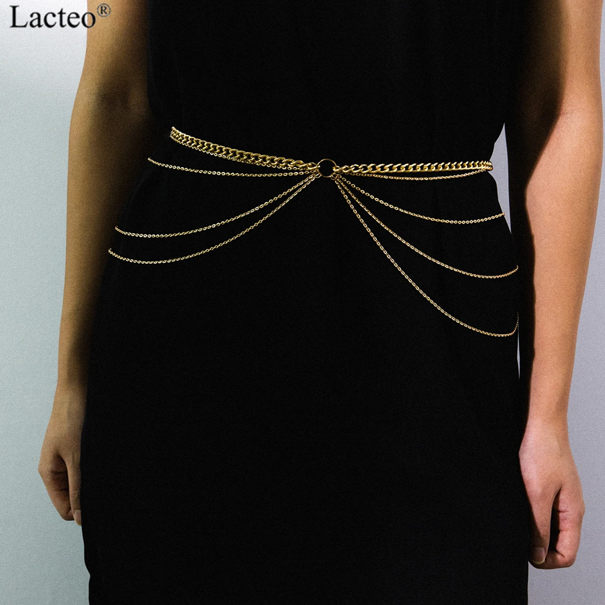 

Lacteo Punk Golden/Silver Hip Hop Multi Layer Metal Retro Waist Belly Chain for Women Statement Charm Waist Chain Body Jewelry