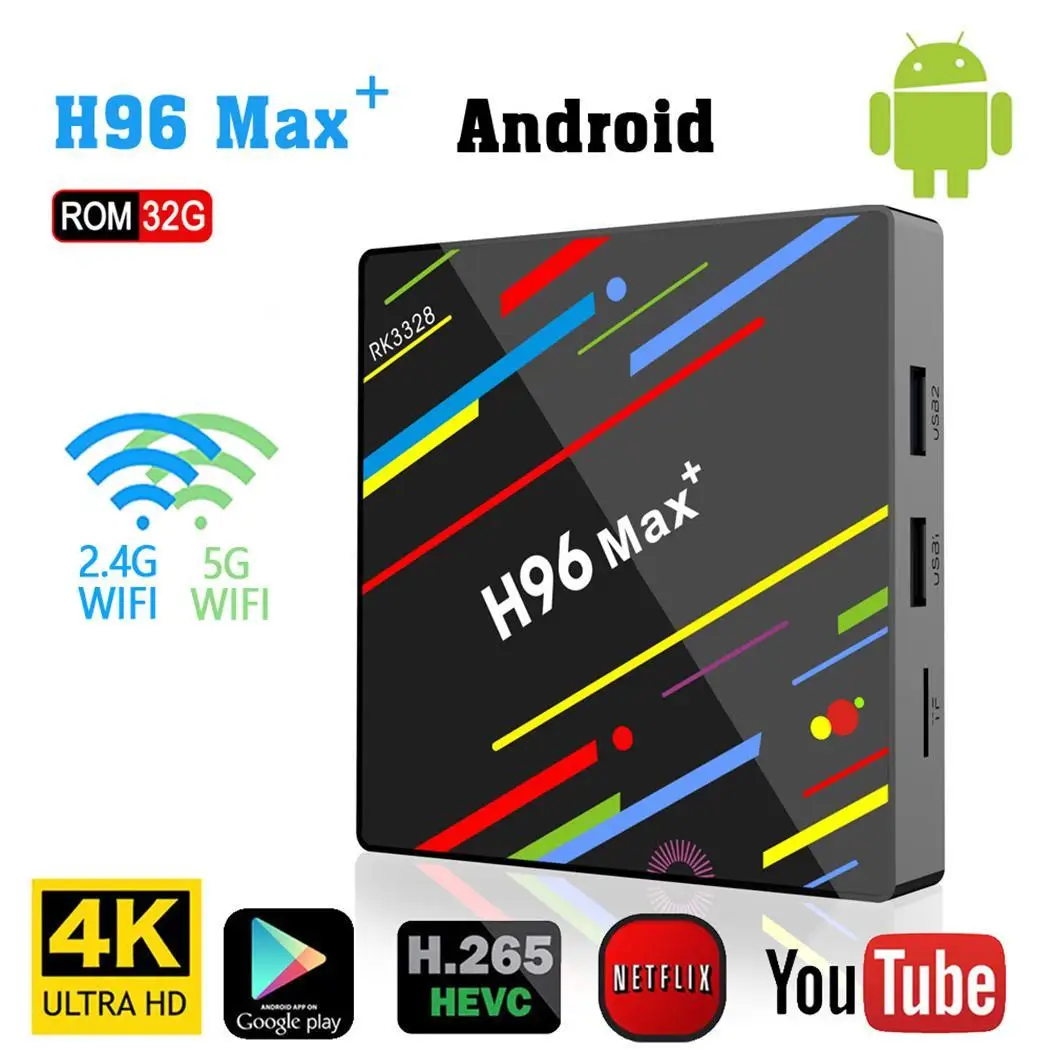 

H96max+ TV Set-top Box Quad-core Dual WiFi Bluetooth Android 9.0 HD Kit Ordinary remote control Max+ TF, U disk