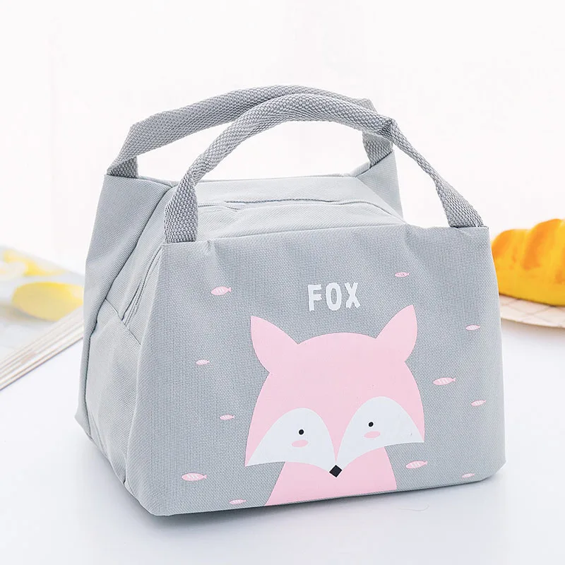 Новая сумка для хранения детского питания, бутылки с молоком, изоляционные сумки, водонепроницаемая сумка с лисой, сумка для обеда, детская теплая Термосумка для еды - Цвет: Gray