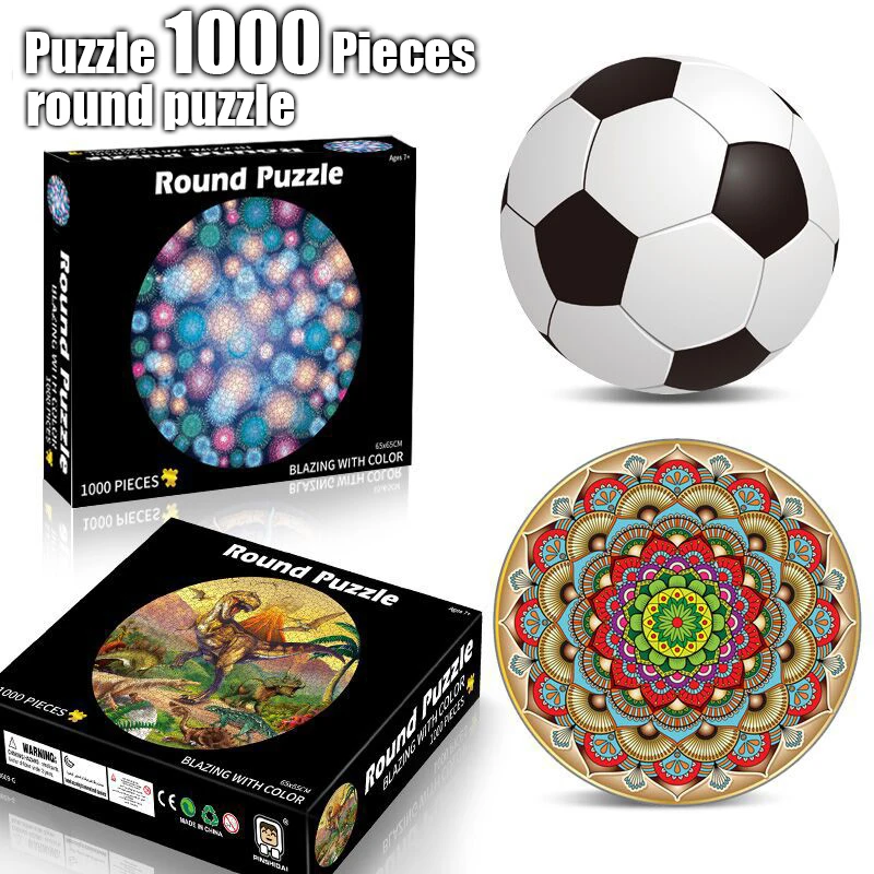 

Round Puzzle 1000 Pieces Colorful Rainbow Geometrical Photo Puzzle Adult Kids DIY Educational Reduce Stress Toy Jigsaw Puzzle