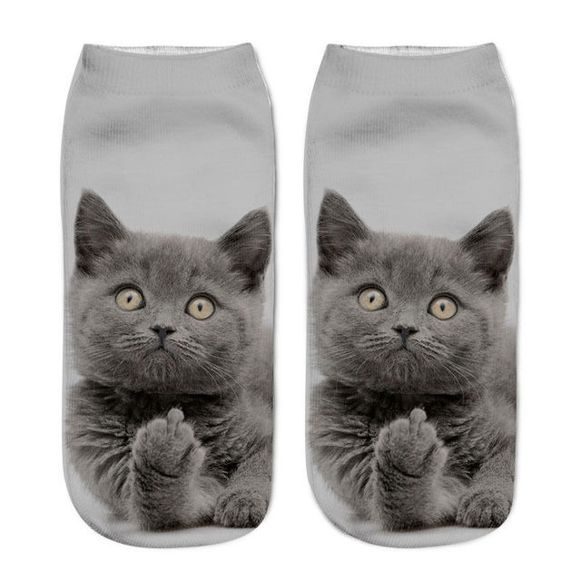 Cat Sock 3D Cat Printed Cotton Anklet Socks Low Cut Sports Sock Cute Designer Women Girl Casual Socks