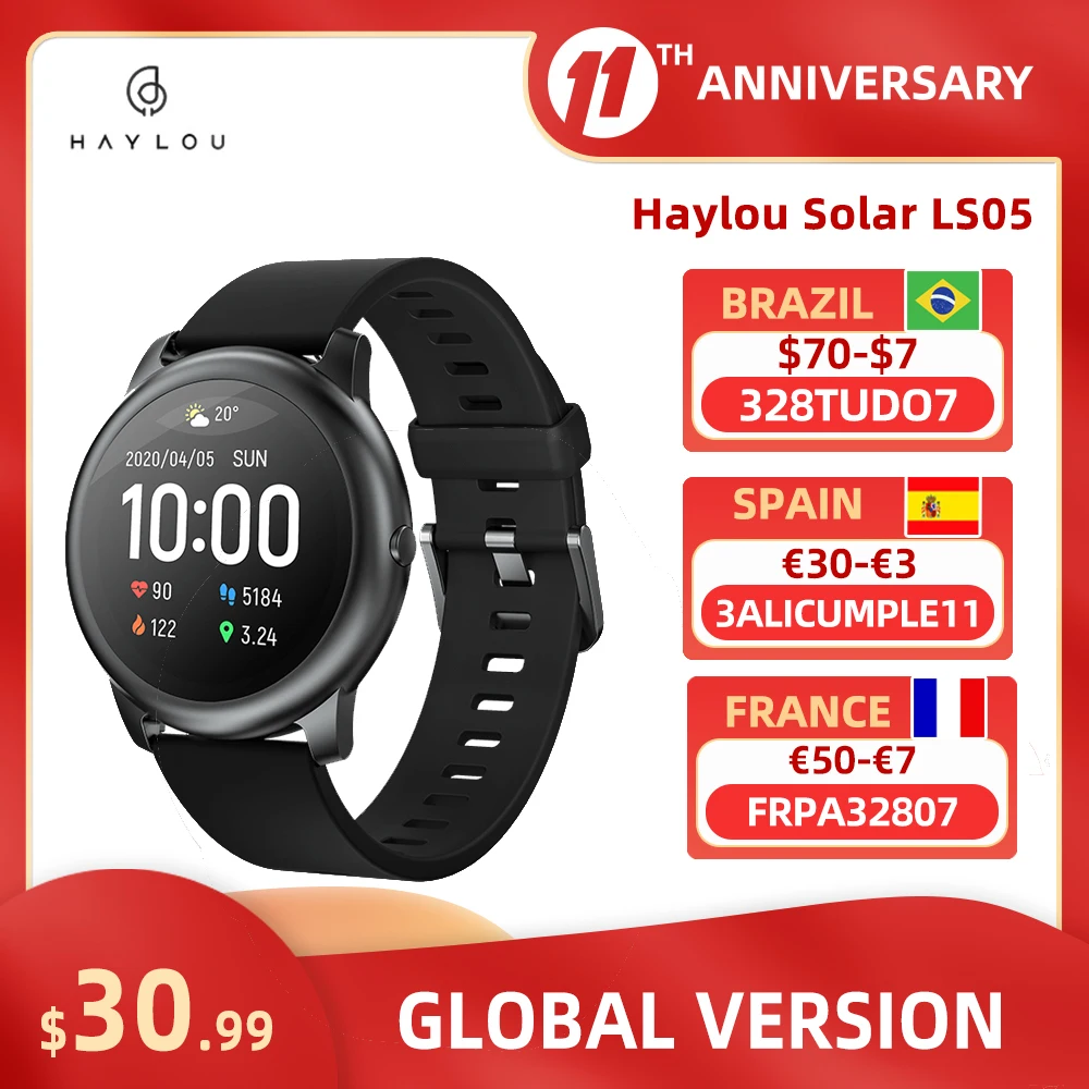  Смарт часы Haylou Solar LS05 монитор сердечного ритма во время сна IP68, водостойкие, с аккумулятором на 30 дней, для iOS и Android, для мужчин и женщин 