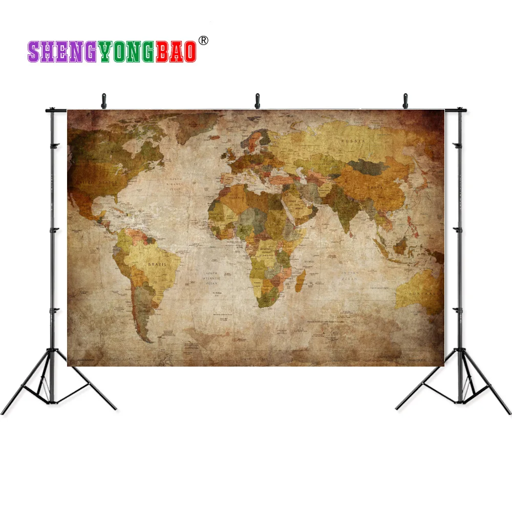 

SHENGYONGBAO 2019 hot sale Vinyl Custom Photography Backdrop Prop World map theme Photo Studio Backgrounds SJD-2007