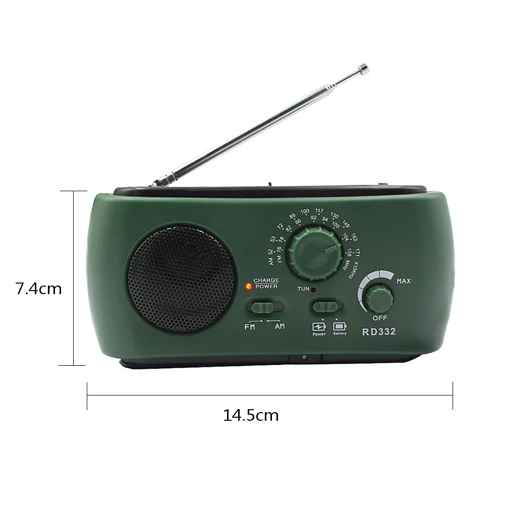 AM/FM генератор мощный Солнечный Аварийный фонарик зарядное устройство Многофункциональный Динамо радио рукоятка - Цвет: Зеленый