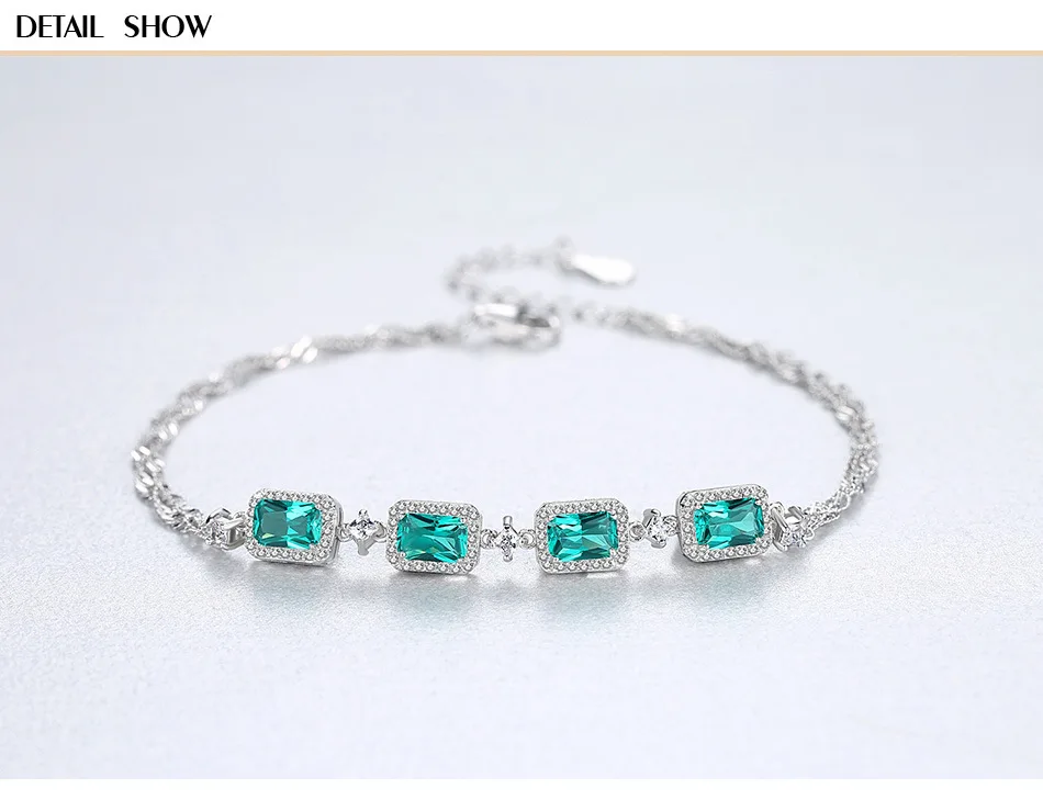 

S925 Sterling Silver Color Zirconia Creative Green Zircon Bracelet