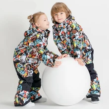 Детский комбинезон для мальчиков и девочек; зимний костюм; одежда для сноубординга; ветрозащитная Водонепроницаемая дышащая Спортивная одежда для улицы; лыжный комплект;-30