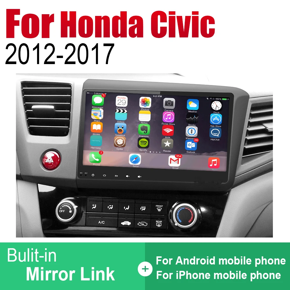 Автомагнитола ZaiXi 2 Din Android Автомобильный плеер для Honda Civic 2012~ gps Навигация BT Wifi карта мультимедийная система стерео