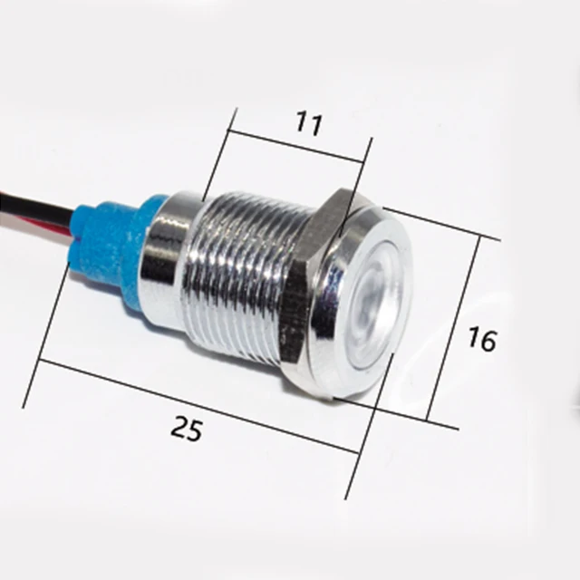 6mm 8mm 10mm 12mm 14mm  Metal LED Warning indicator light Waterproof IP67 Signal Lamp Pilot Wires switch 3V 5V 12V 220V Red Blue LED White