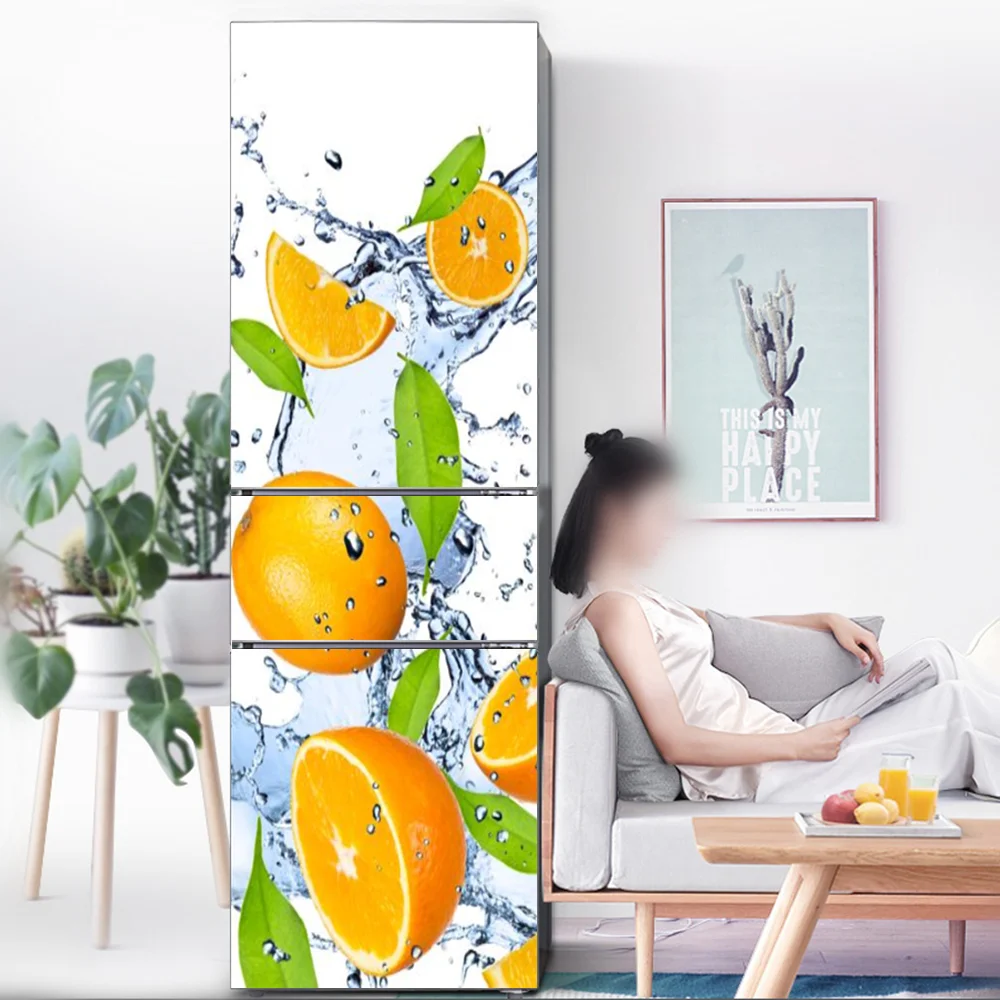 Fridge Stickers to Cover Full Doors 3D Blue ice Flower Self Adhesive Refrigerator Door Sticker Professional Vinyl Wallpaper50X180CM 2PCS 