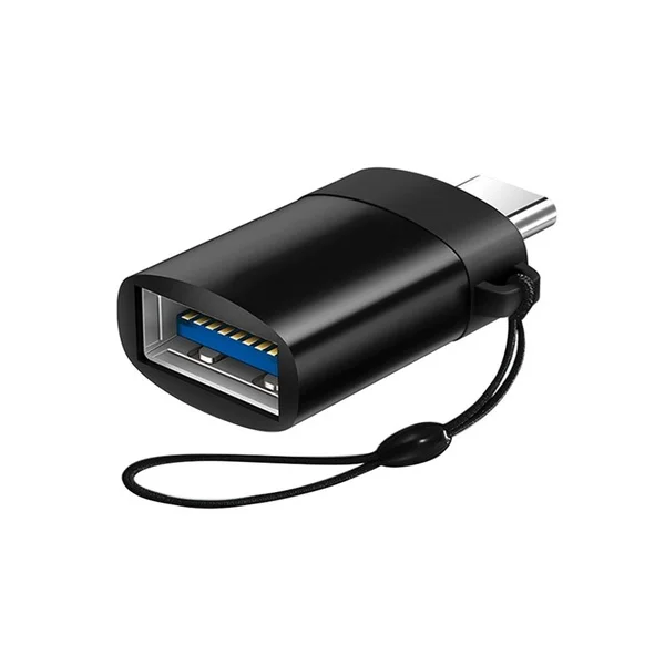 OTG type C USB C адаптер USB 3,0 зарядка конвертер данных для Xiaomi 9 8 Redmi samsung USB C к USB 3,0 OTG адаптер с ремешком - Цвет: black