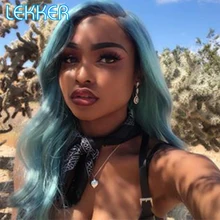 

Lekker Grey Blue Lace Closure Human Hair Wig With Fake Scalp Pre Plucked Silky Straight Remy Hair for Black Women Free Part Wig