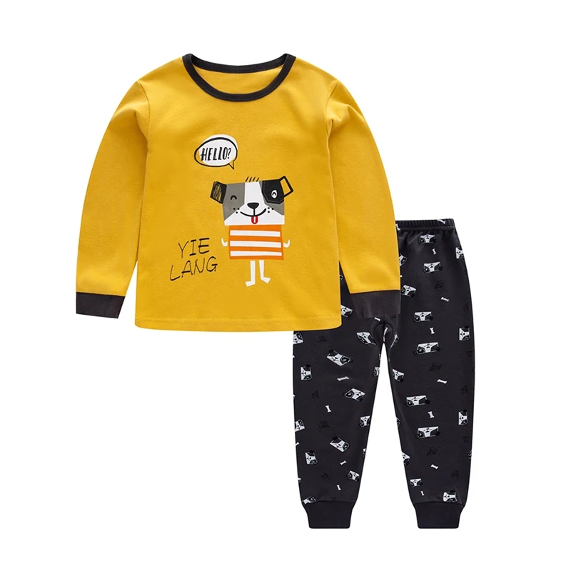 Осенняя Пижама для малышей, комплект одежды для сна с рисунком для маленьких мальчиков и девочек, блузка с длинными рукавами, Топы+ штаны, пижама