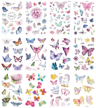 

12 Sheets Mermaid Unicorn Waterproof Flower Butterf Temporary Tattoo Stickers For Kid Children Flor Tatoo Stick decora Make up
