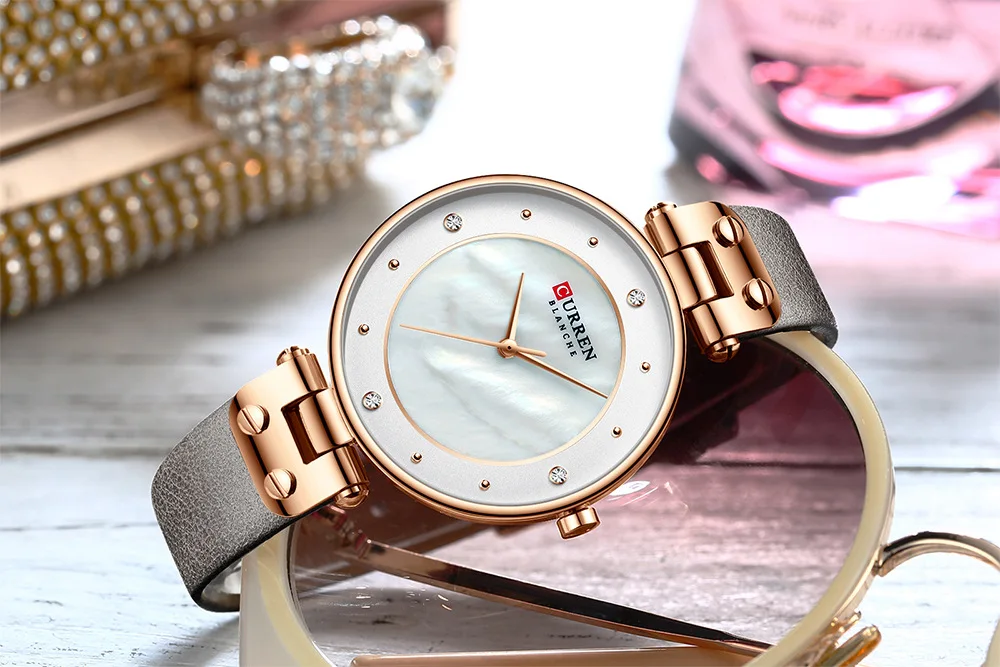 Curren Новые Креативные женские часы Роскошные розовое золото кварцевые Relogio Feminino