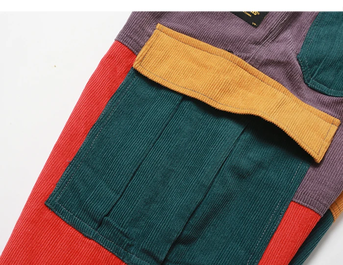 FCL мужские вельветовые Лоскутные штаны карго с карманами шаровары, штаны для бега Harajuku спортивные штаны хип хоп уличные брюки