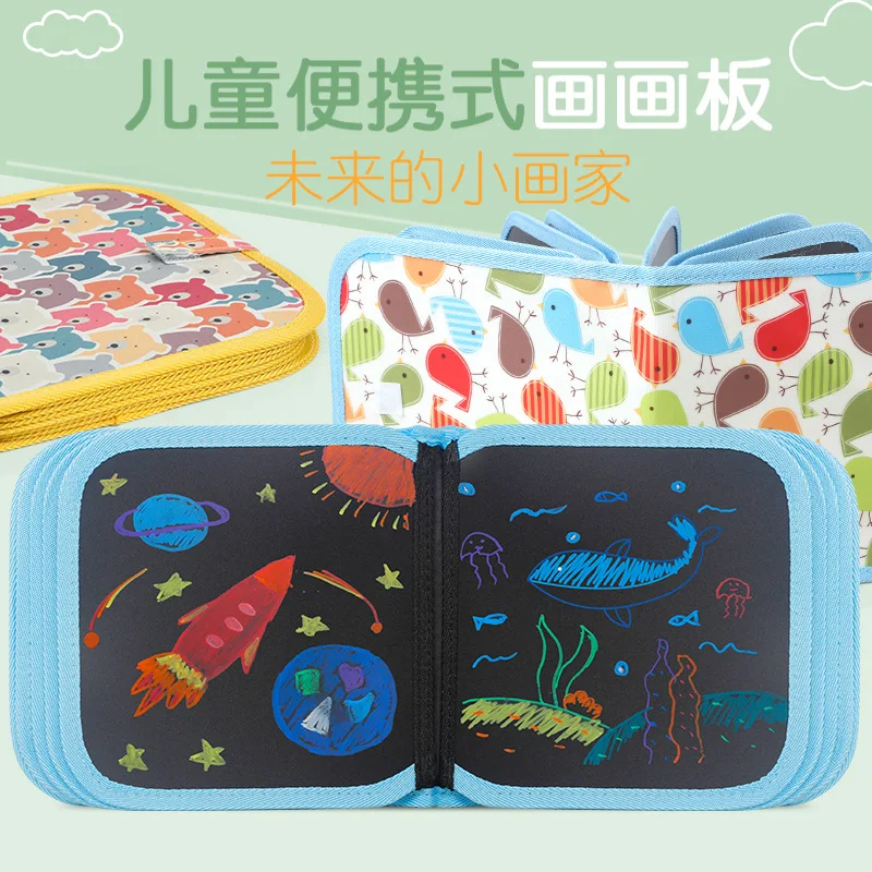 

Children Portable Painting Book Cloth Book Blackboard Graffiti Drawing Book Multi-functional Handwritten-Repeated Use Writing Bo