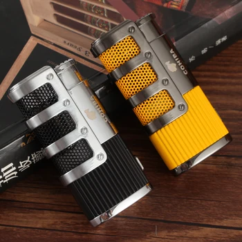 

COHIBA Metal Cigar Lighter 3 Jet Blue Flame Torch Lighter Gas Refillable Windproof Lighter Built-in Cigar Punch