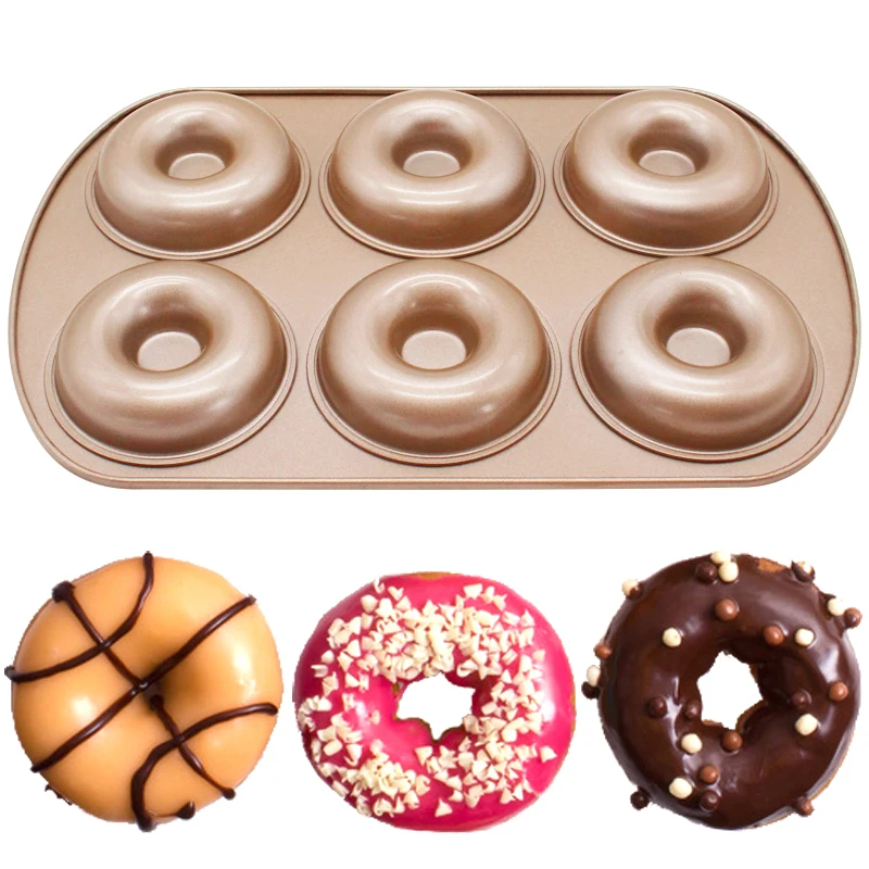 

6-Cavity Doughnut Non-Stick Baking Tray Round Hollow Angel Mold Cake Baking Mold Chocolate Bakeware Oven Tools