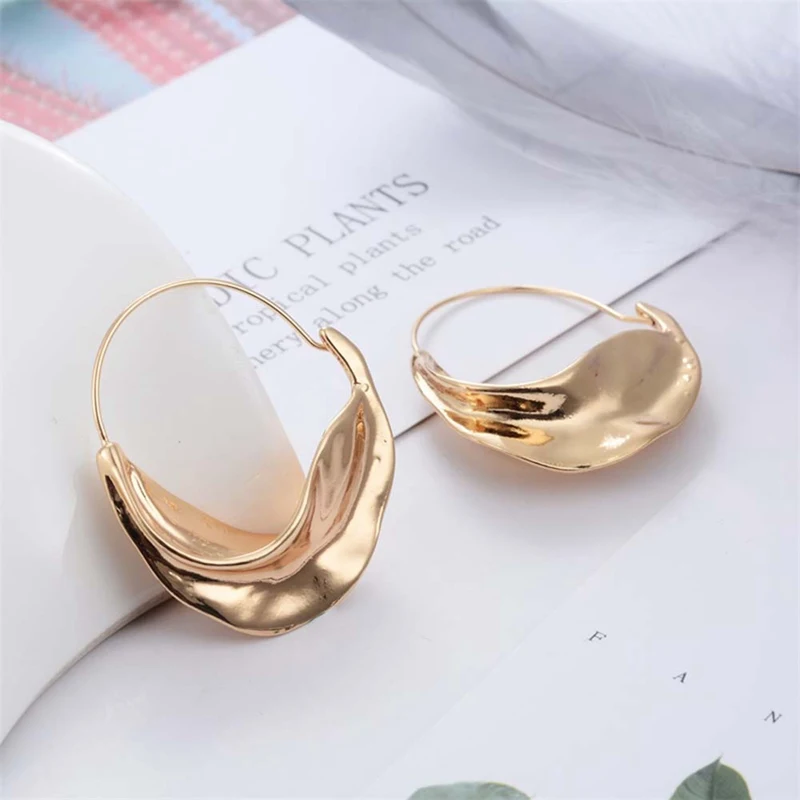 Creative Irregular Flower  Earrings for Women Gold Silver Metal Stereoscopic Exaggerated Drop Earrings